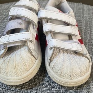 Red Velcro shell toes